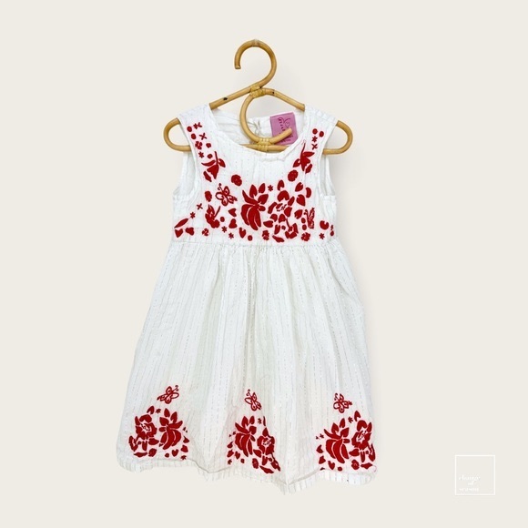 Cutey Couture Other - Cutey Couture floral embroidered dress girls size 5-6 white red